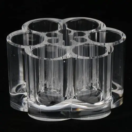 Empty round six compartment acrylic makeup holder